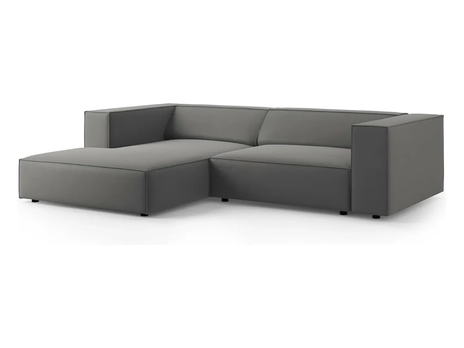 Sofá|Cosmopolitan Design - Sofá de canto esquerdo "Arendal" 3 lugares em veludo cimento - 224x166x70cm Cinzento