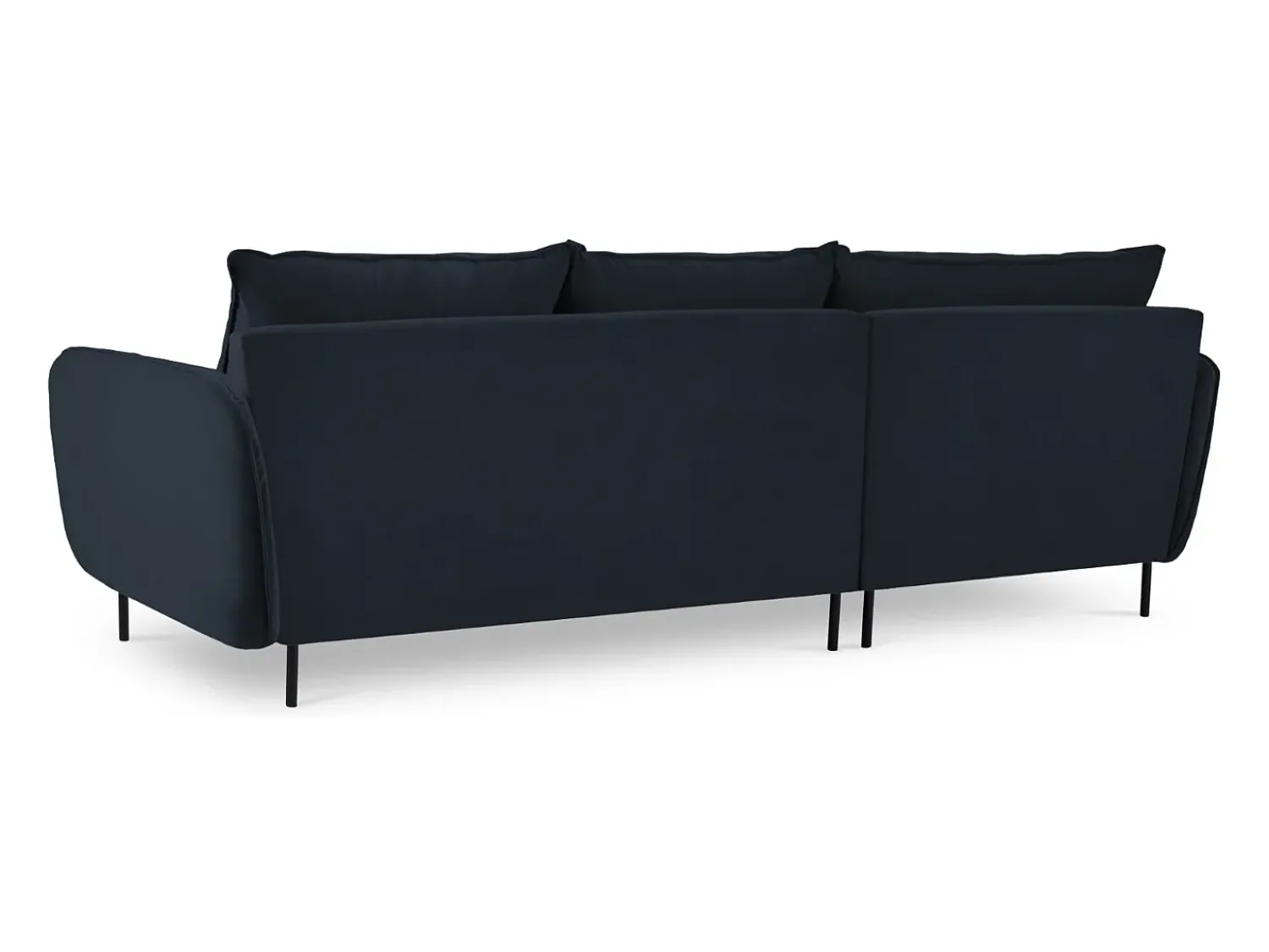 Sofá*Cosmopolitan Design - Sofá de canto esquerdo "Vienna" 5 lugares em veludo - 255x170x95cm Azul escuro