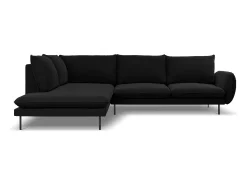 Sofá*Cosmopolitan Design - Sofá de canto esquerdo "Vienna" 6 lugares em veludo - 275x185x95cm Preto