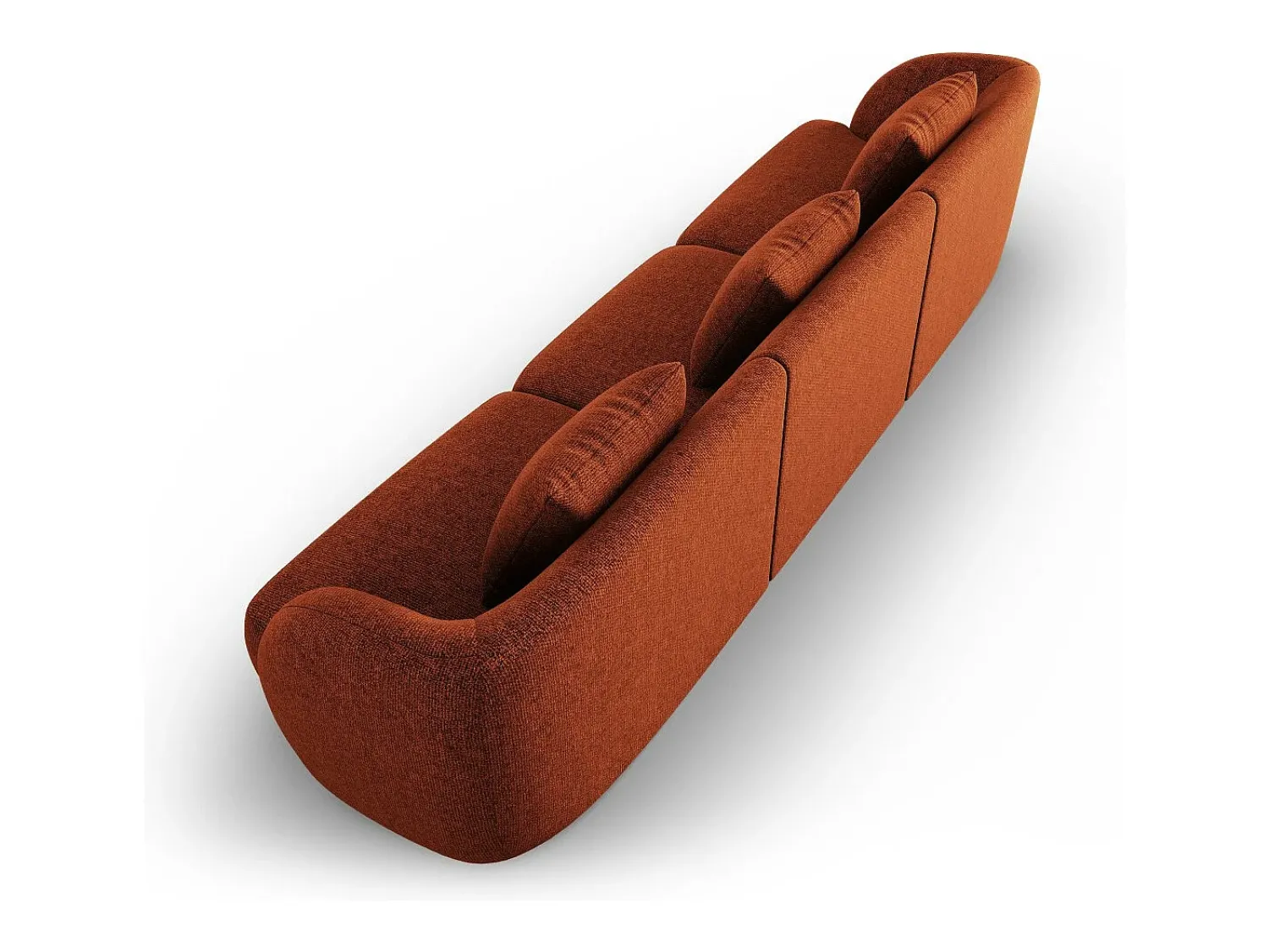 Sofá*Cosmopolitan Design - Sofá "Tulum" 3 lugares em tecido chenille - 255x90x70cm Terracota