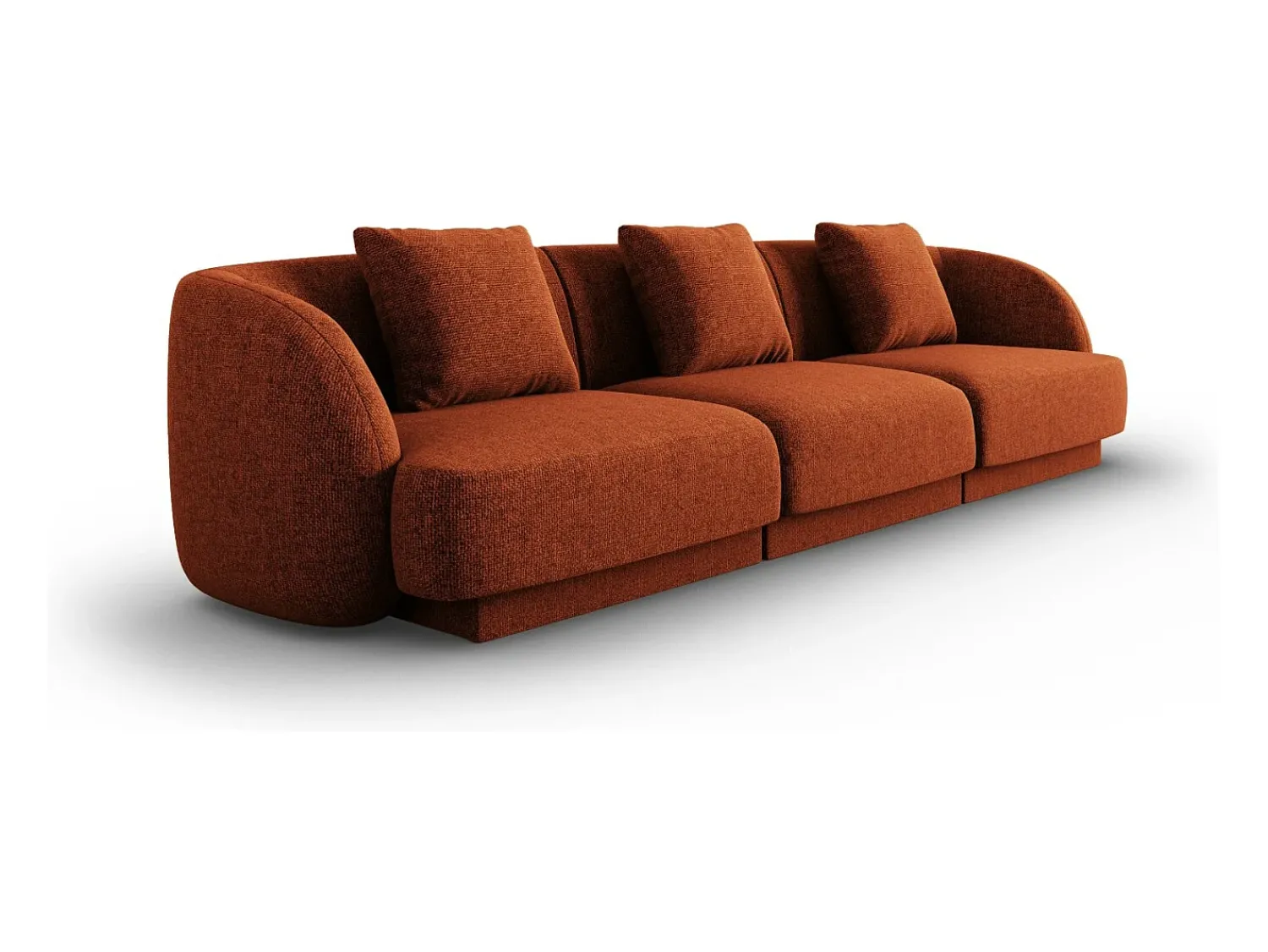 Sofá*Cosmopolitan Design - Sofá "Tulum" 3 lugares em tecido chenille - 255x90x70cm Terracota