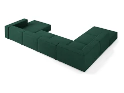 Cosmopolitan Design - Sofá de canto panorâmico à esquerda "Arendal" 7 lugares em tecido chenille com efeito canelado verde garrafa - 364x262x70cm^ Sofá