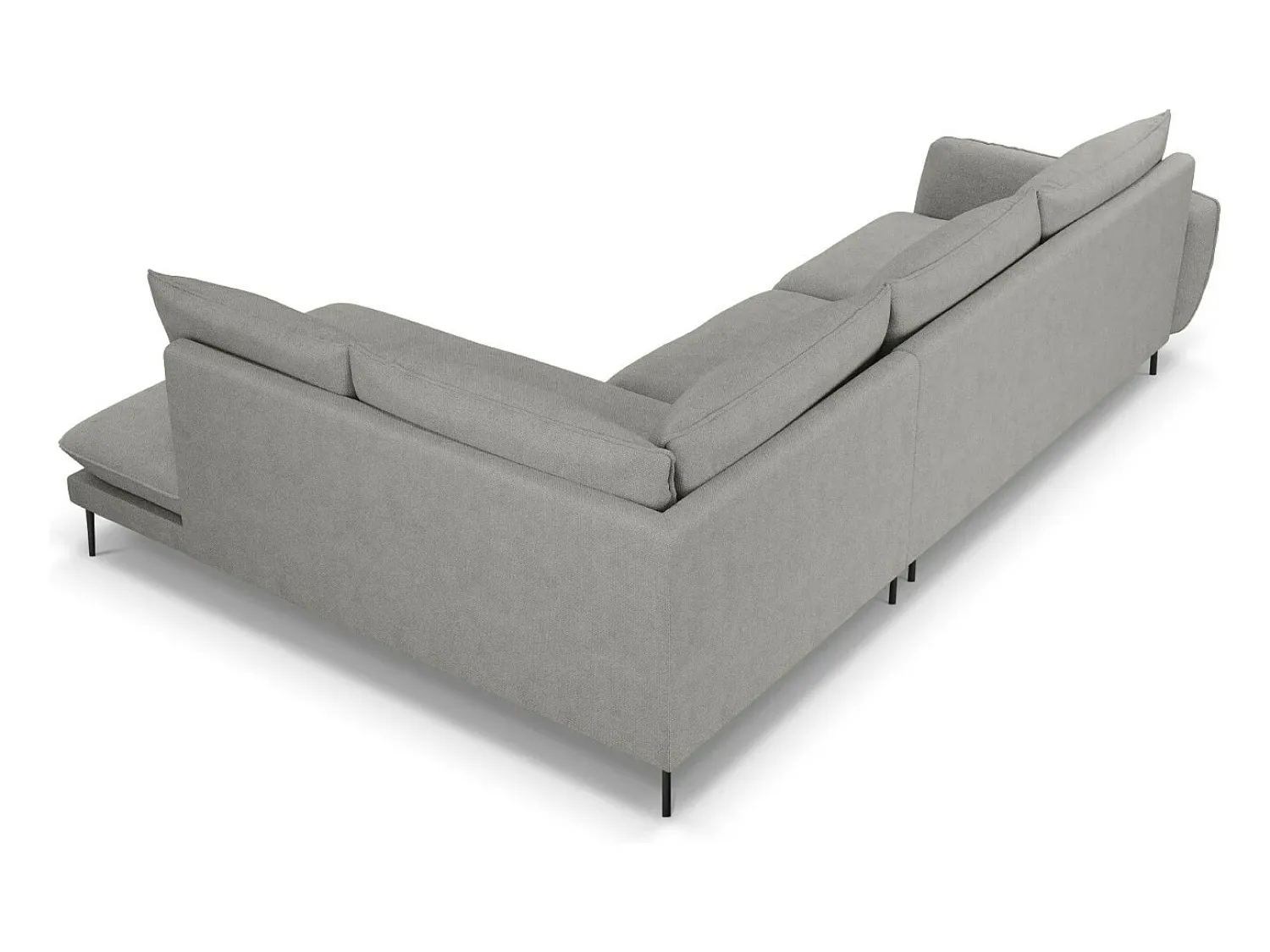 Outlet Cosmopolitan Design - Sofá de canto direito "Vienna" 6 lugares em tecido estrutural cinza claro - 275x185x95cm Cinzento claro