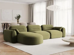 Hot Cosmopolitan Design - Sofá modular de canto esquerdo "Sydney" 4 lugares em veludo - 320x165x70cm Verde claro