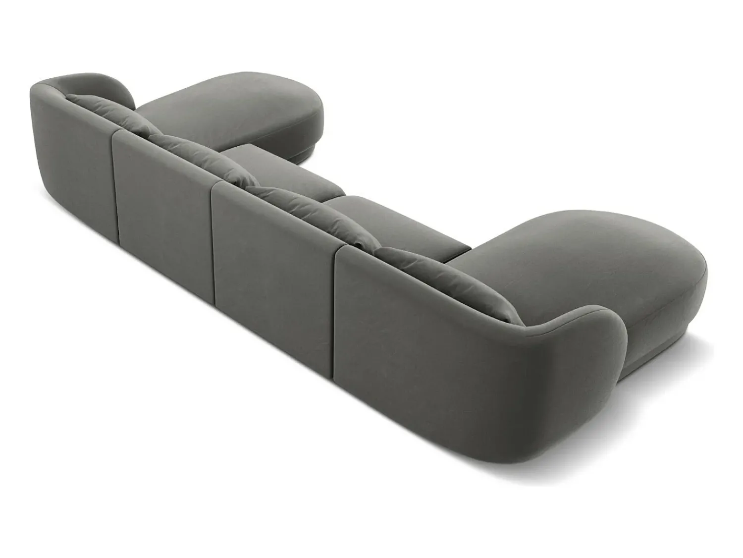 Sofá|Cosmopolitan Design - Sofá panorâmico "Tulum" 5 lugares em veludo cinza claro - 330x156x70cm Cinzento claro