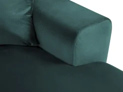 Sofá|Cosmopolitan Design - Sofá panorâmico convertível esquerdo com caixa de arrumação "Kyoto" 7 lugares em veludo petróleo - 313x194x88cm Verde esmeralda