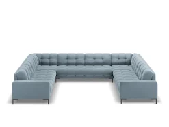 Sofá|Cosmopolitan Design - Sofá panorâmico "Bali" 9 lugares em veludo - 327x256x75cm Azul claro