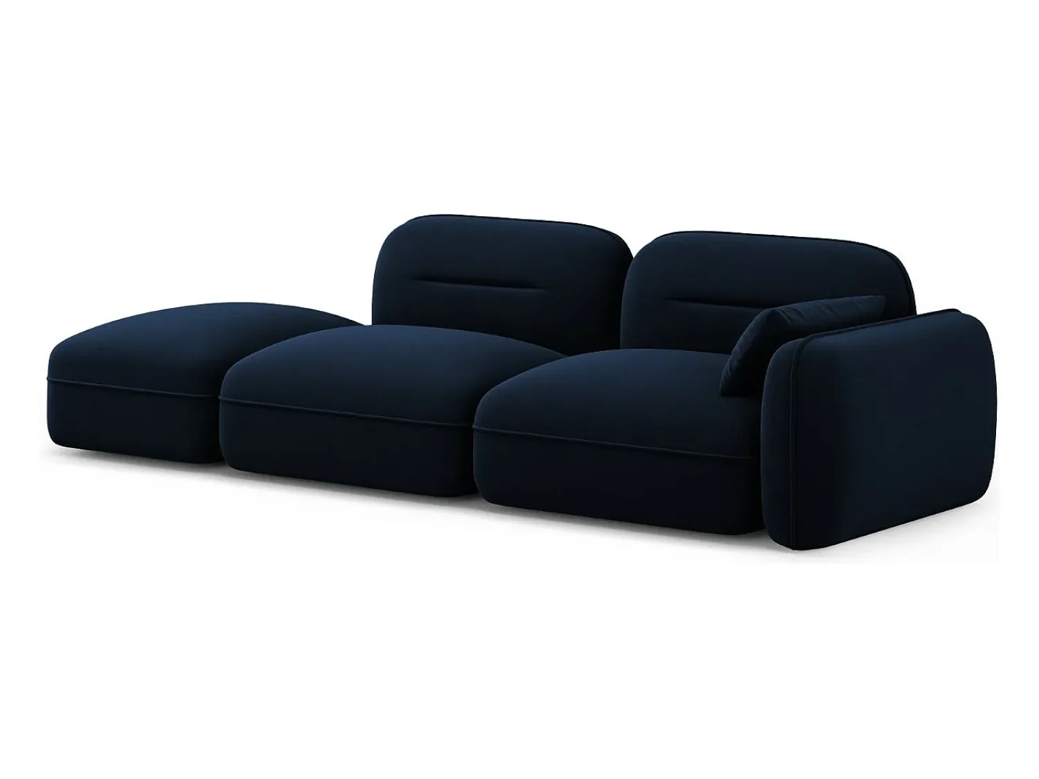 Sofá|Cosmopolitan Design - Sofá modular virado para a esquerda "Sydney" 3 lugares em veludo azul real - 295x90x70cm Azul escuro