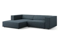 Cosmopolitan Design - Sofá de canto esquerdo "Arendal" 3 lugares em tecido chenille azul real - 224x166x70cm^ Sofá