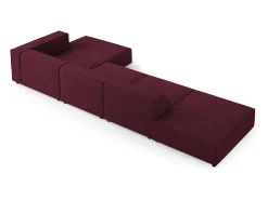 Sofá*Cosmopolitan Design - Sofá de canto direito "Arendal" 5 lugares em tecido chenille com efeito canelado rubi - 341x166x70cm Vermelho