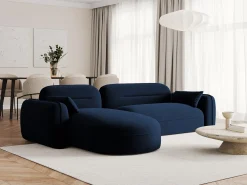 Hot Cosmopolitan Design - Sofá modular de canto esquerdo "Sydney" 4 lugares em veludo azul real - 275x165x70cm Azul escuro
