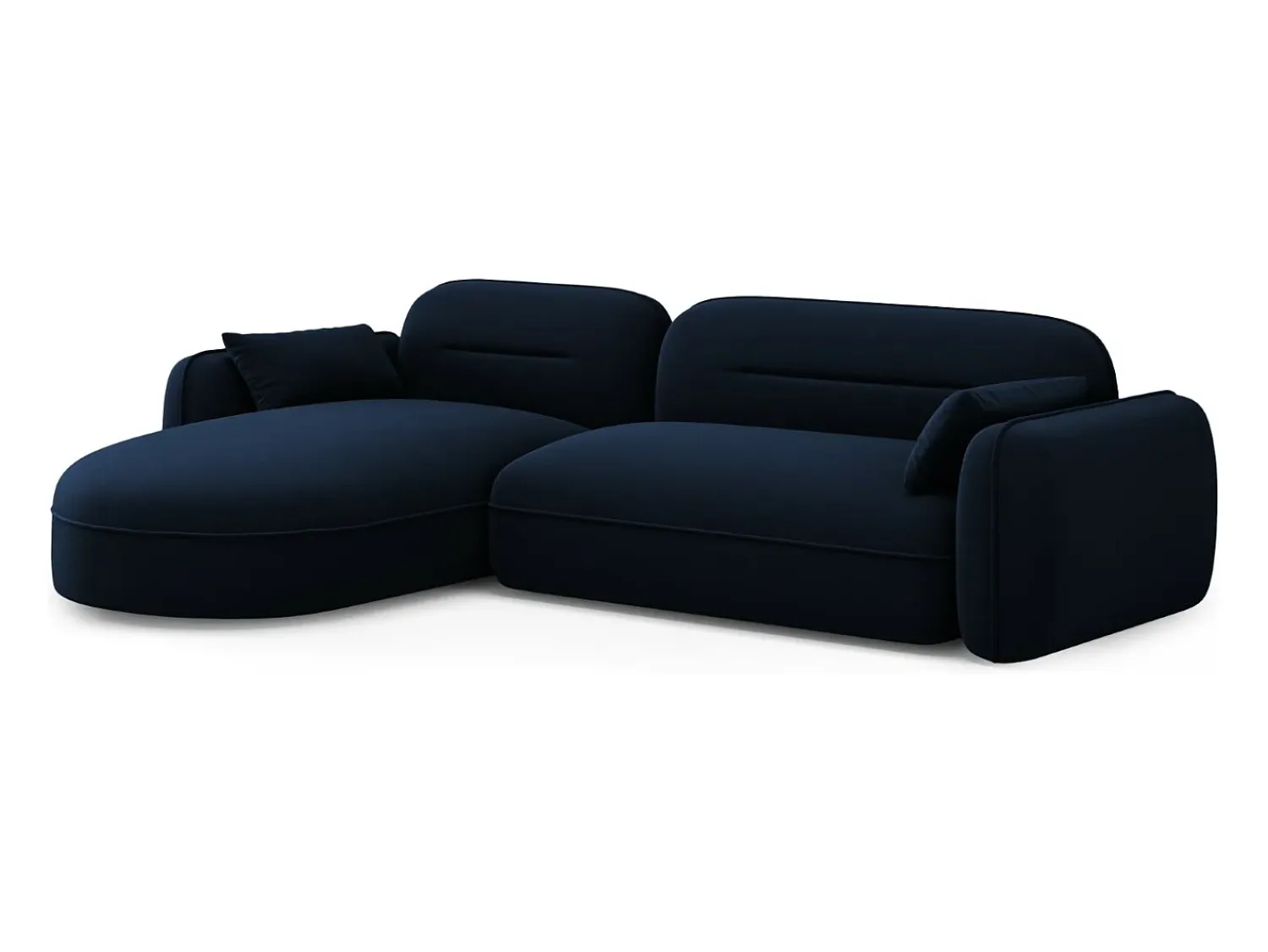 Hot Cosmopolitan Design - Sofá modular de canto esquerdo "Sydney" 4 lugares em veludo azul real - 275x165x70cm Azul escuro