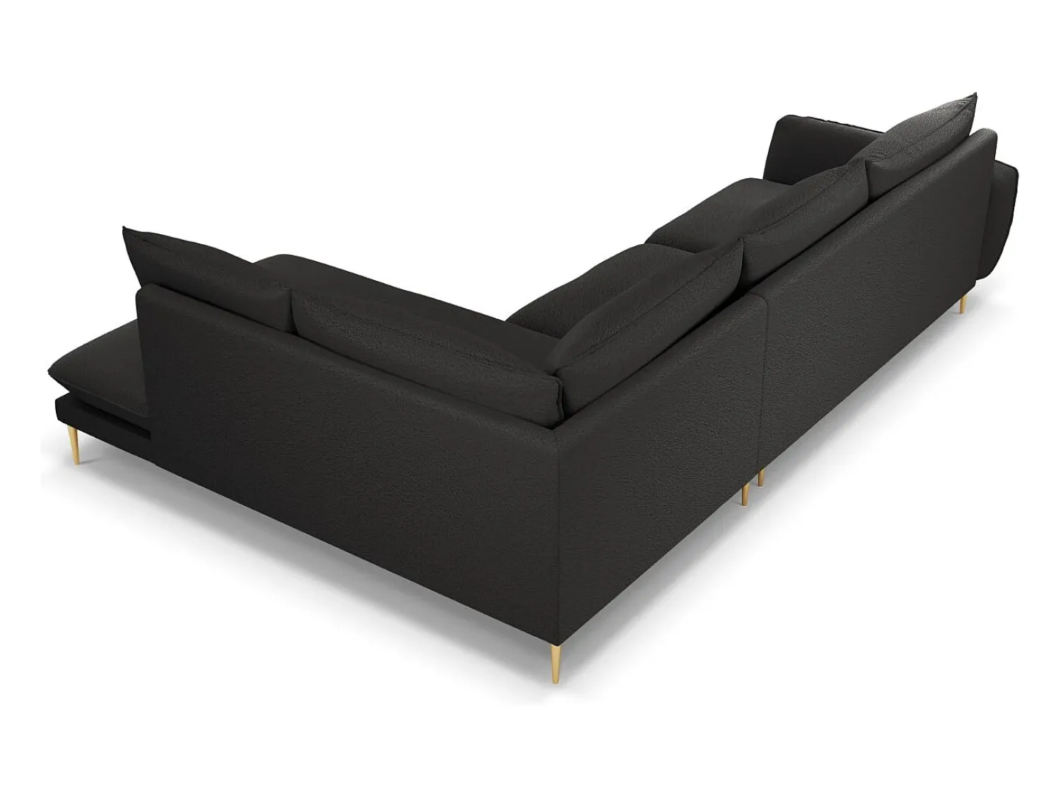 Sofá|Cosmopolitan Design - Sofá de canto direito "Vienna" 6 lugares em tecido bouclé - 275x185x95cm Preto