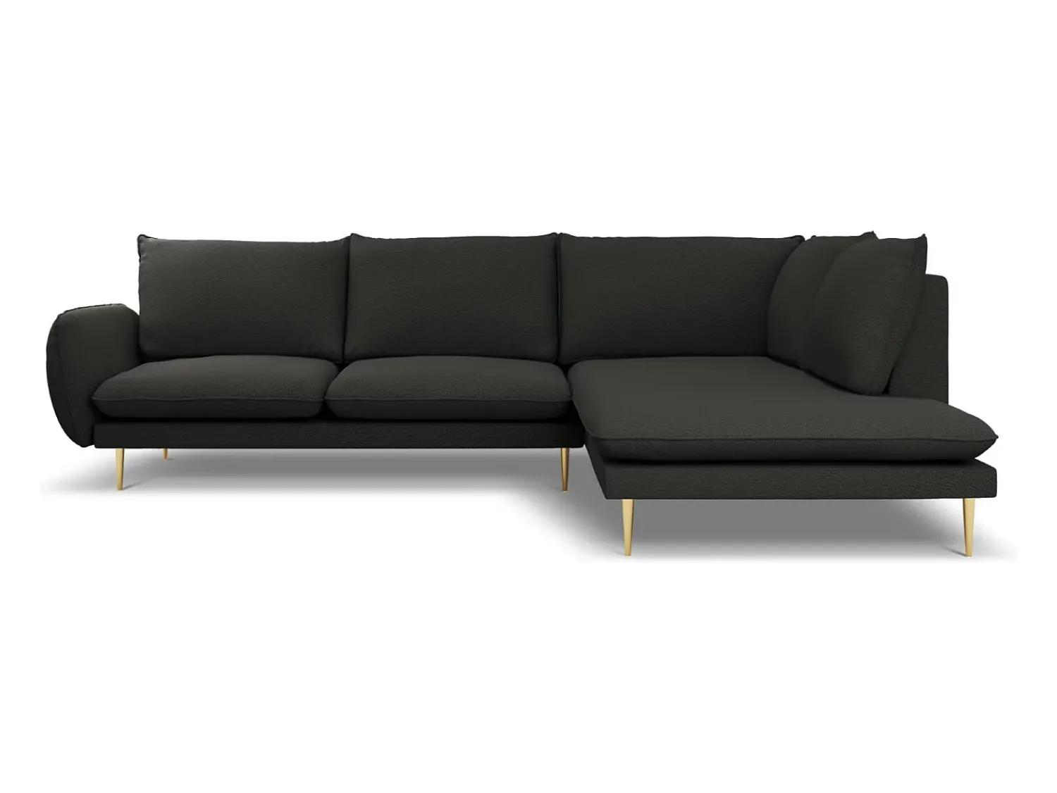 Sofá|Cosmopolitan Design - Sofá de canto direito "Vienna" 6 lugares em tecido bouclé - 275x185x95cm Preto