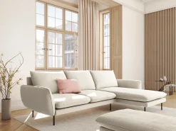 Hot Cosmopolitan Design - Sofá de canto direito "Vienna" 5 lugares em tecido bouclé - 255x170x95cm Bege