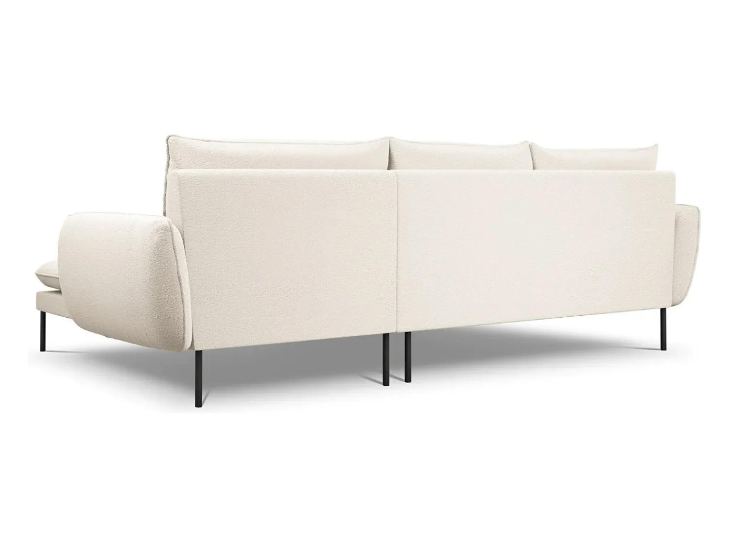 Hot Cosmopolitan Design - Sofá de canto direito "Vienna" 5 lugares em tecido bouclé - 255x170x95cm Bege