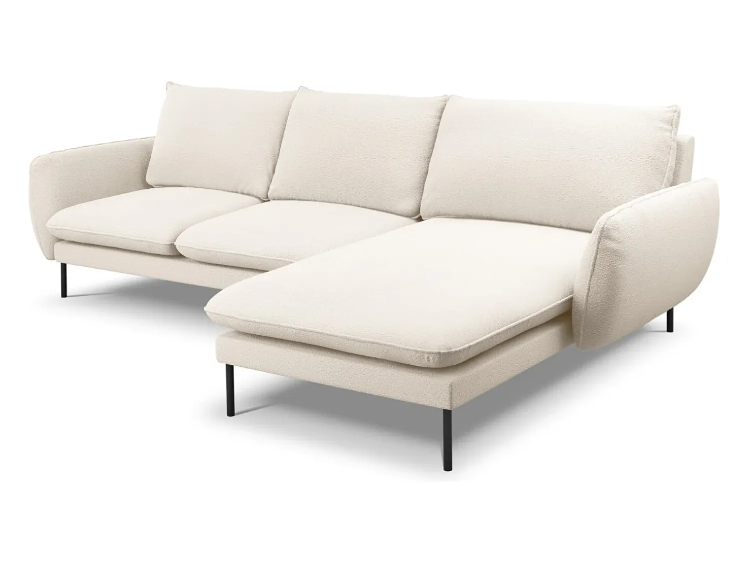 Hot Cosmopolitan Design - Sofá de canto direito "Vienna" 5 lugares em tecido bouclé - 255x170x95cm Bege