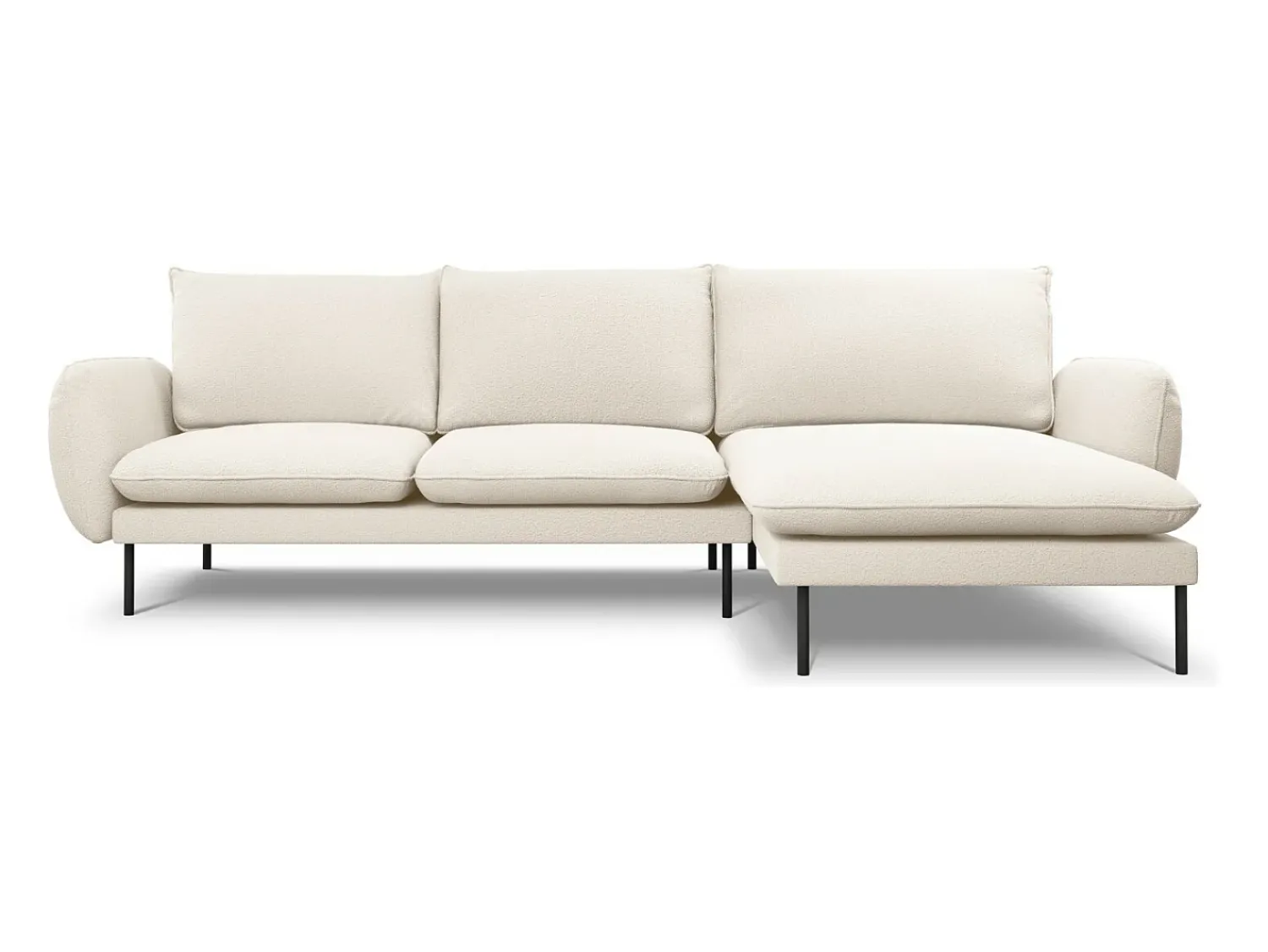 Hot Cosmopolitan Design - Sofá de canto direito "Vienna" 5 lugares em tecido bouclé - 255x170x95cm Bege