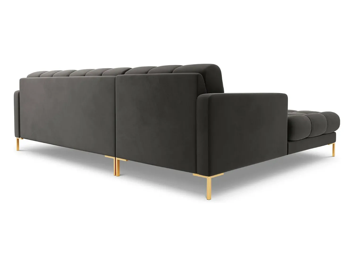 Sofá*Cosmopolitan Design - Sofá de canto esquerdo "Bali" 5 lugares em veludo cinza escuro - 293x185x75cm Cinza antracite