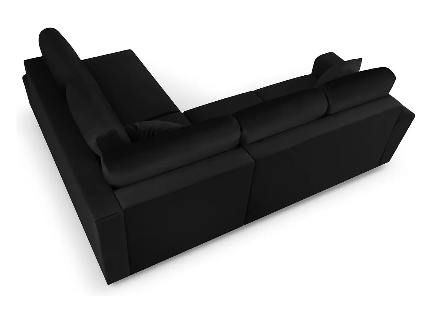 Online Cosmopolitan Design - Sofá convertível de canto direito com caixa de arrumação "Kyoto" 5 lugares em veludo - 243x194x88cm Preto