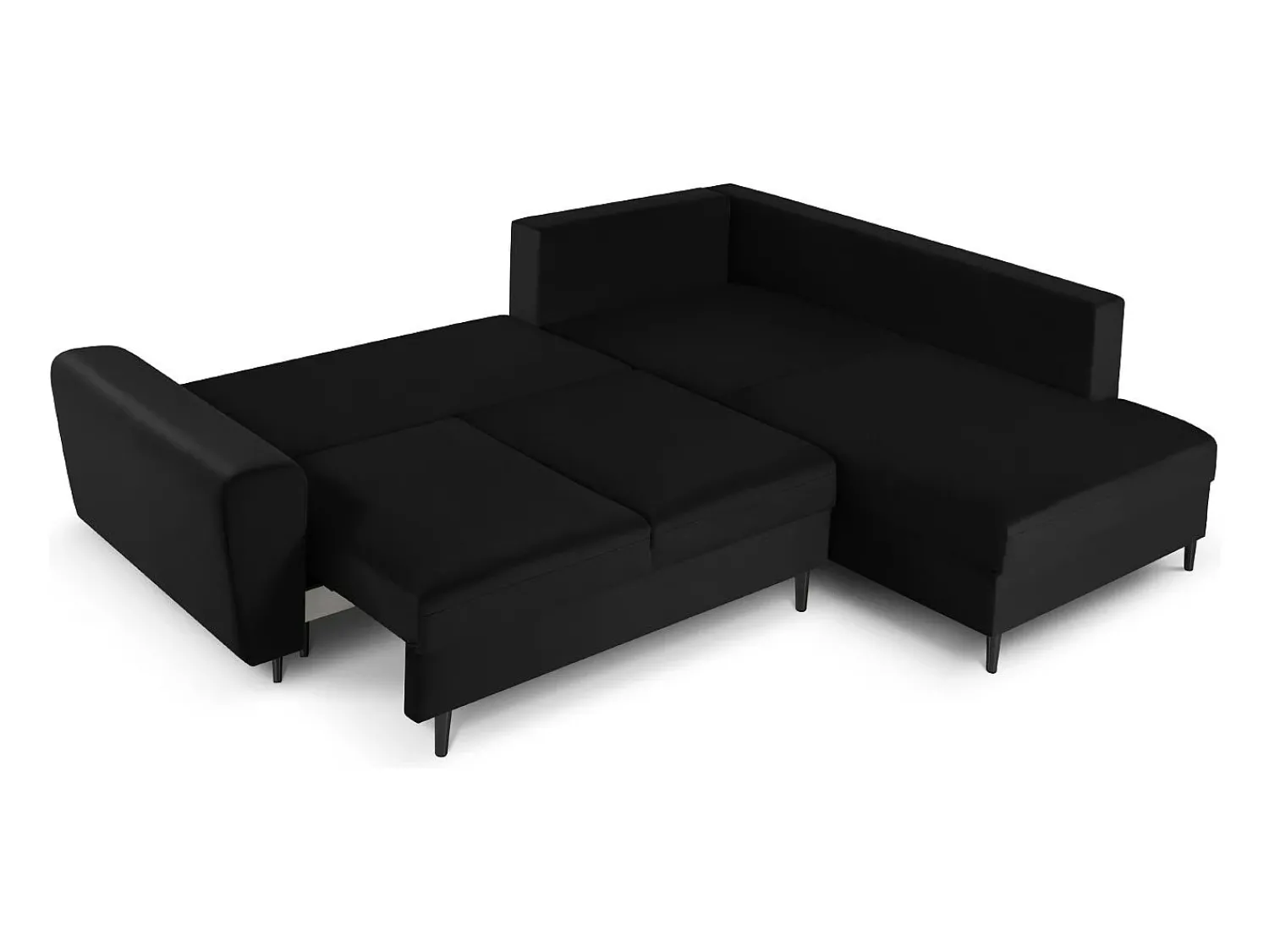 Online Cosmopolitan Design - Sofá convertível de canto direito com caixa de arrumação "Kyoto" 5 lugares em veludo - 243x194x88cm Preto