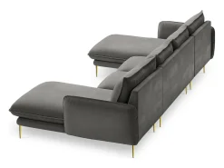 Cosmopolitan Design - Sofá panorâmico "Vienna" 6 lugares em veludo cinza claro - 350x170x95cm^ Sofá