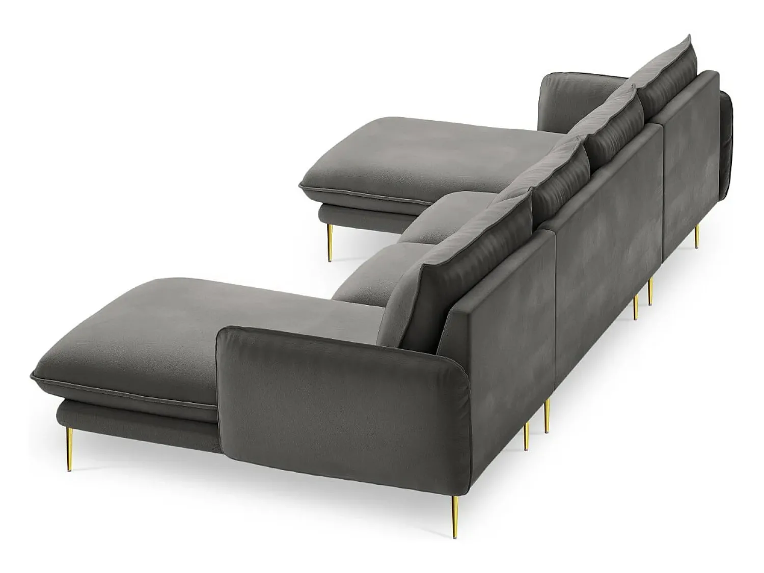 Cosmopolitan Design - Sofá panorâmico "Vienna" 6 lugares em veludo cinza claro - 350x170x95cm^ Sofá