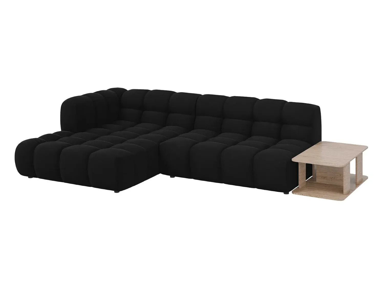 Sofá|Cosmopolitan Design - Sofá modular de canto esquerdo "Sky" 4 lugares em veludo - 297x162x75cm Preto