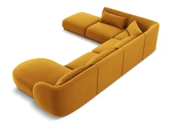 Sofá|Cosmopolitan Design - Sofá de canto panorâmico à esquerda "Tulum" 6 lugares em veludo - 330x255x70cm Amarelo