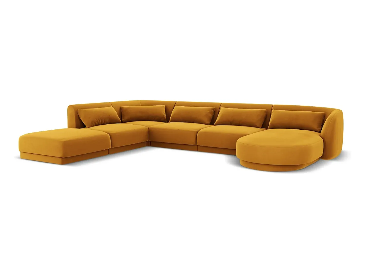 Sofá|Cosmopolitan Design - Sofá de canto panorâmico à esquerda "Tulum" 6 lugares em veludo - 330x255x70cm Amarelo
