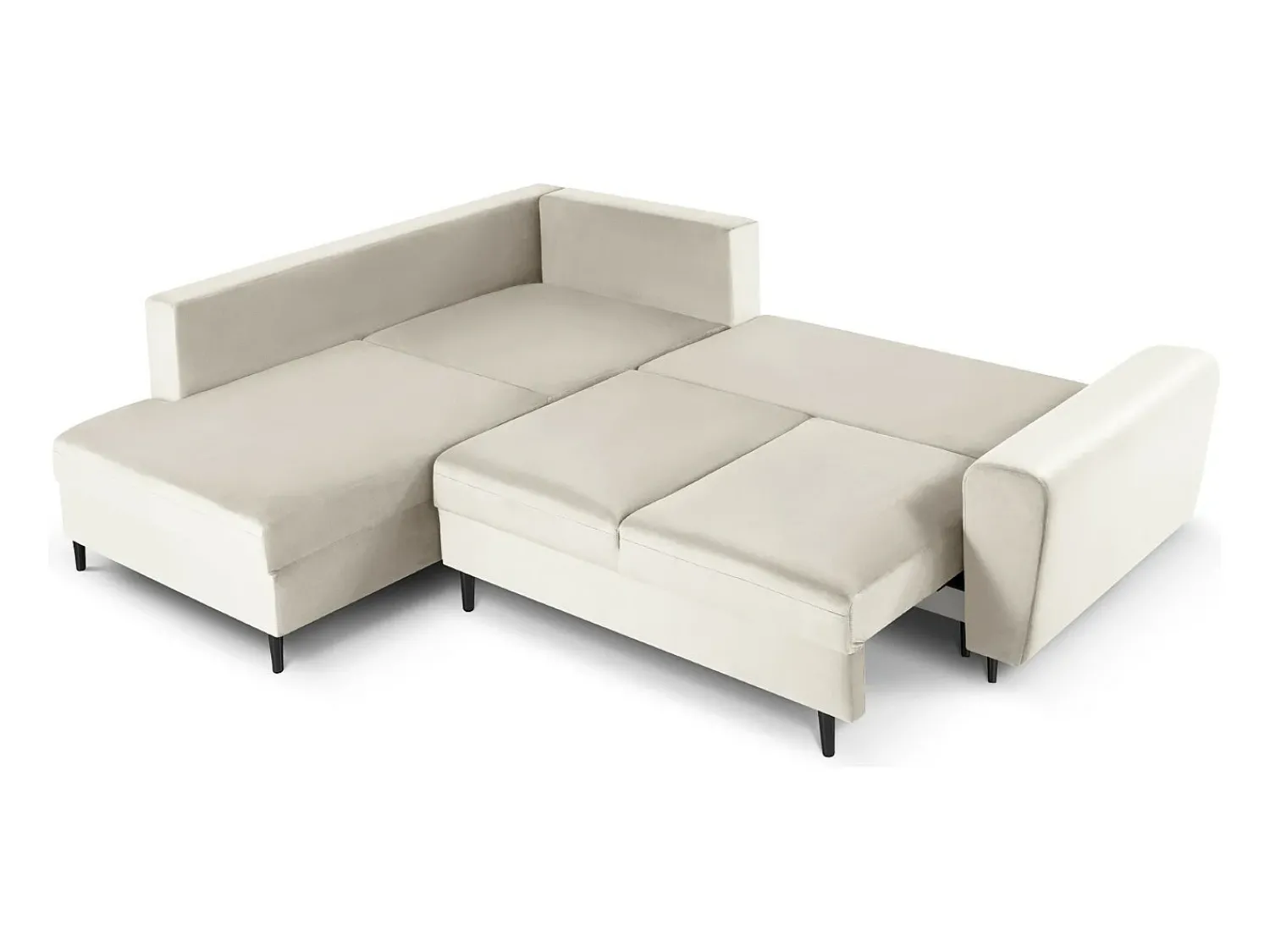 Cosmopolitan Design - Sofá convertível de canto esquerdo com caixa de arrumação "Kyoto" 5 lugares em veludo claro - 243x194x88cm^ Sofá