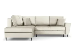 Cosmopolitan Design - Sofá convertível de canto esquerdo com caixa de arrumação "Kyoto" 5 lugares em veludo claro - 243x194x88cm^ Sofá