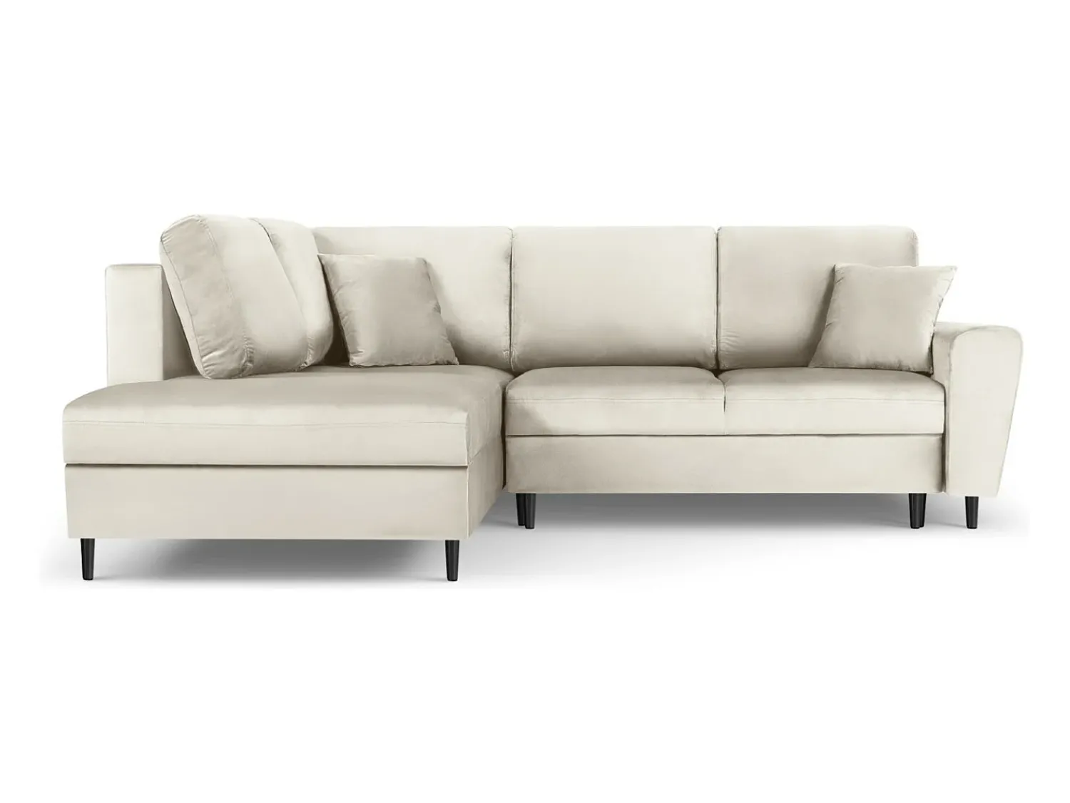 Cosmopolitan Design - Sofá convertível de canto esquerdo com caixa de arrumação "Kyoto" 5 lugares em veludo claro - 243x194x88cm^ Sofá