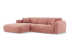 Sofá*Cosmopolitan Design - Sofá de canto esquerdo "Nolio" 4 lugares em tecido chenille - 260x170x72cm Rosa