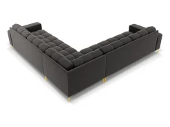 Sofá|Cosmopolitan Design - Sofá de canto simétrico "Bali" 6 lugares em veludo cinza escuro - 256x256x75cm Cinza antracite