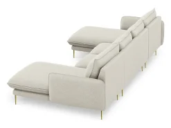 Sofá|Cosmopolitan Design - Sofá panorâmico "Vienna" 6 lugares em tecido estrutural claro - 350x170x95cm Bege