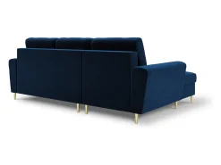 Sofá|Cosmopolitan Design - Sofá convertível de canto esquerdo com caixa de arrumação "Kyoto" 4 lugares em veludo azul real - 241x145x88cm Azul escuro
