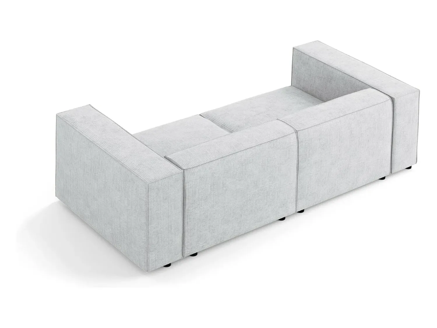 Clearance Cosmopolitan Design - Sofá "Arendal" 3 lugares em tecido chenille com efeito canelado cinza claro - 204x102x70cm Cinzento claro