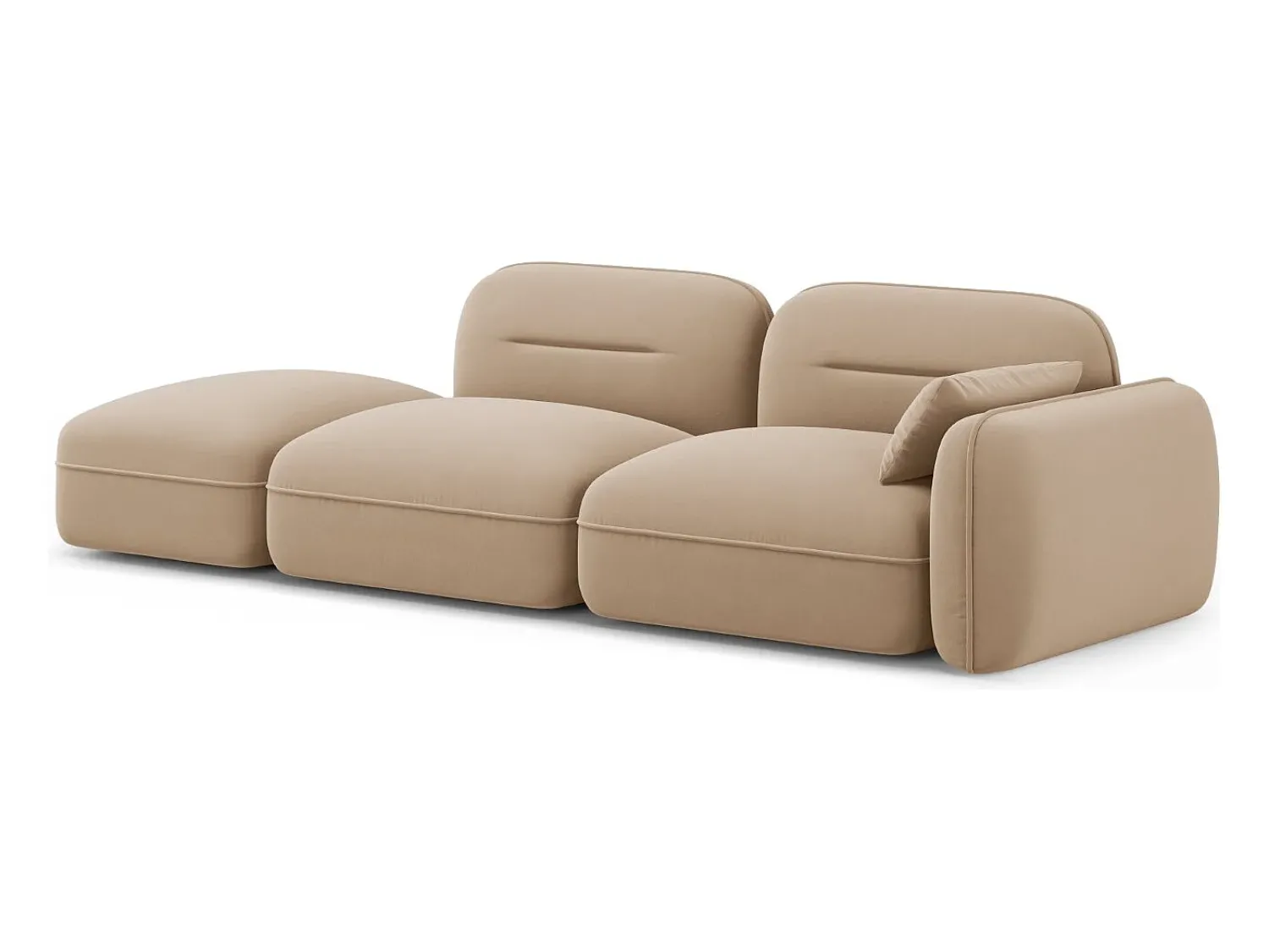 Sofá*Cosmopolitan Design - Sofá modular virado para a esquerda "Sydney" 3 lugares em veludo areia - 295x90x70cm Camel