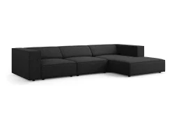 Sofá*Cosmopolitan Design - Sofá de canto direito "Arendal" 4 lugares em tecido chenille - 284x166x70cm Preto