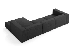 Sofá*Cosmopolitan Design - Sofá de canto direito "Arendal" 4 lugares em tecido chenille - 284x166x70cm Preto