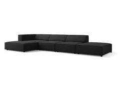 Sofá|Cosmopolitan Design - Sofá de canto esquerdo "Arendal" 5 lugares em tecido chenille - 341x166x70cm Preto