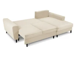 Sofá|Cosmopolitan Design - Sofá convertível de canto direito com caixa de arrumação "Kyoto" 4 lugares em veludo cotelê - 241x145x88cm Bege