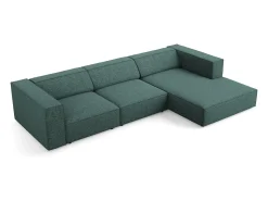 Sofá*Cosmopolitan Design - Sofá de canto direito "Arendal" 4 lugares em tecido chenille petróleo - 284x166x70cm Verde esmeralda