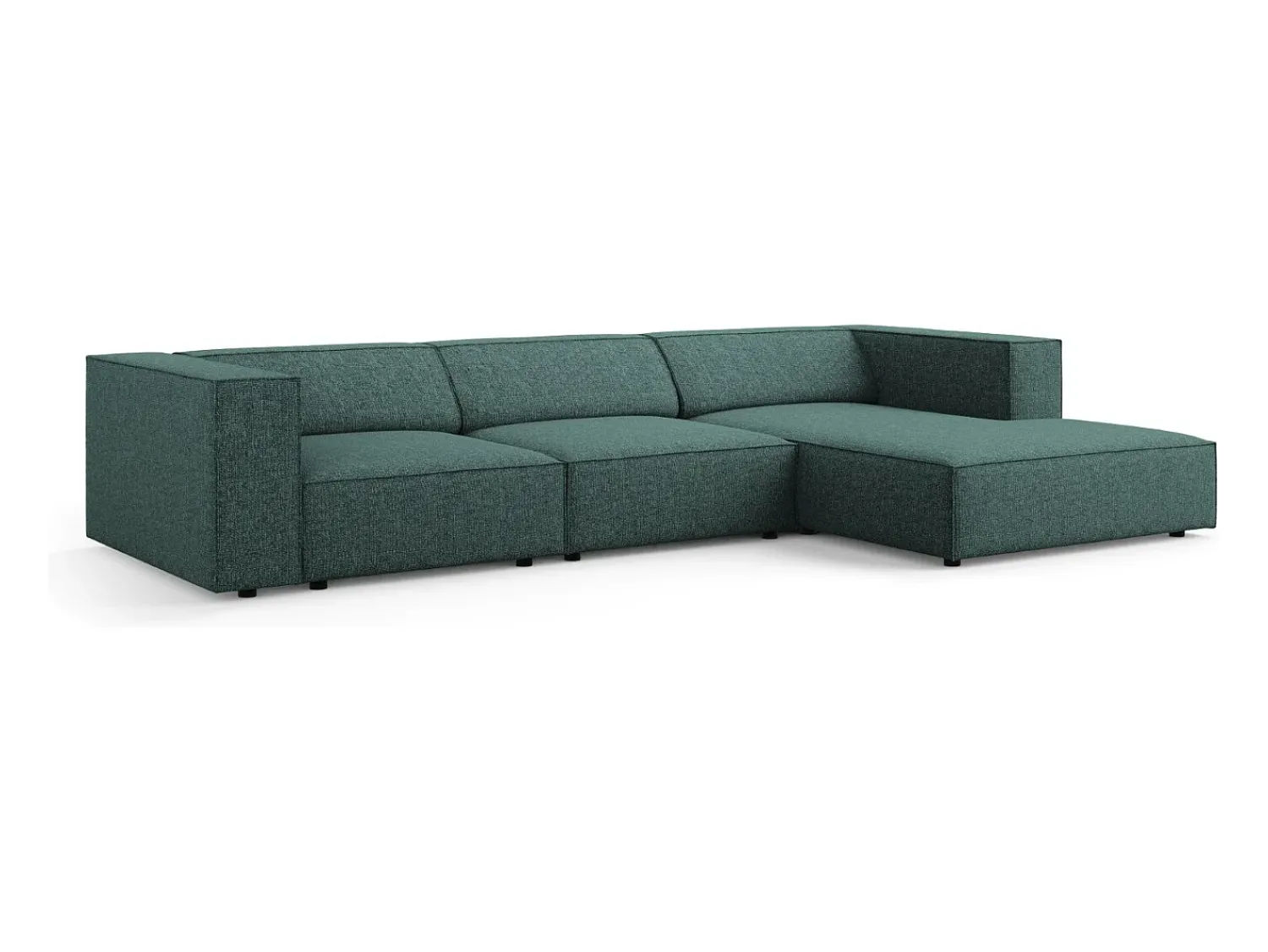 Sofá*Cosmopolitan Design - Sofá de canto direito "Arendal" 4 lugares em tecido chenille petróleo - 284x166x70cm Verde esmeralda