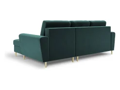 Sofá|Cosmopolitan Design - Sofá convertível de canto direito com caixa de arrumação "Kyoto" 4 lugares em veludo petróleo - 241x145x88cm Verde esmeralda