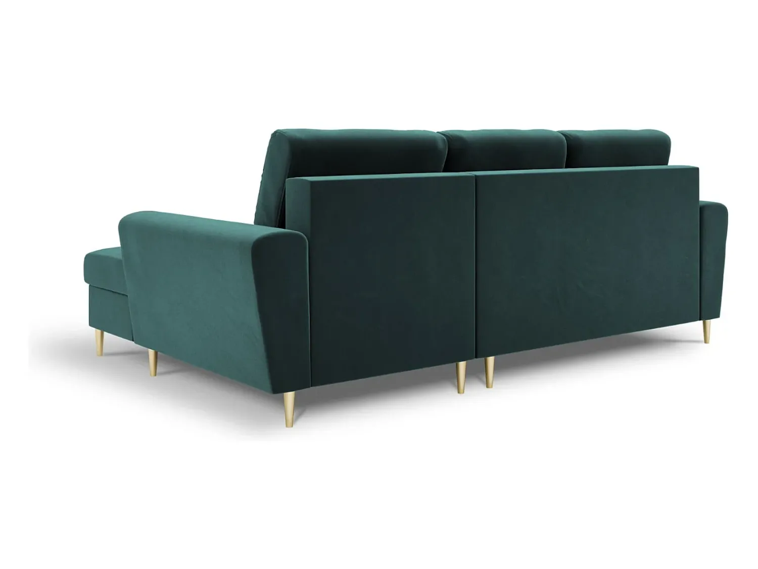 Sofá|Cosmopolitan Design - Sofá convertível de canto direito com caixa de arrumação "Kyoto" 4 lugares em veludo petróleo - 241x145x88cm Verde esmeralda