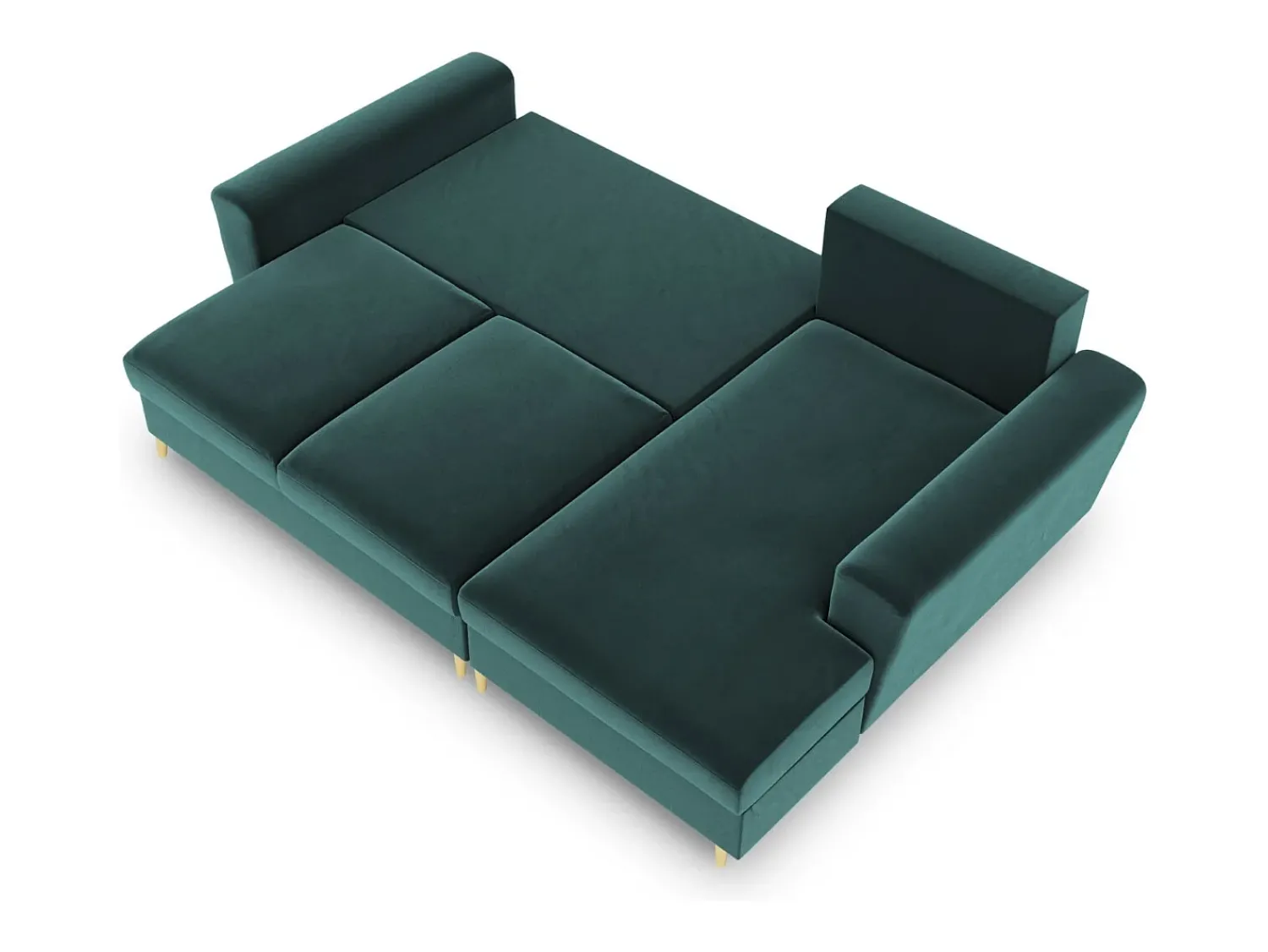 Sofá|Cosmopolitan Design - Sofá convertível de canto direito com caixa de arrumação "Kyoto" 4 lugares em veludo petróleo - 241x145x88cm Verde esmeralda