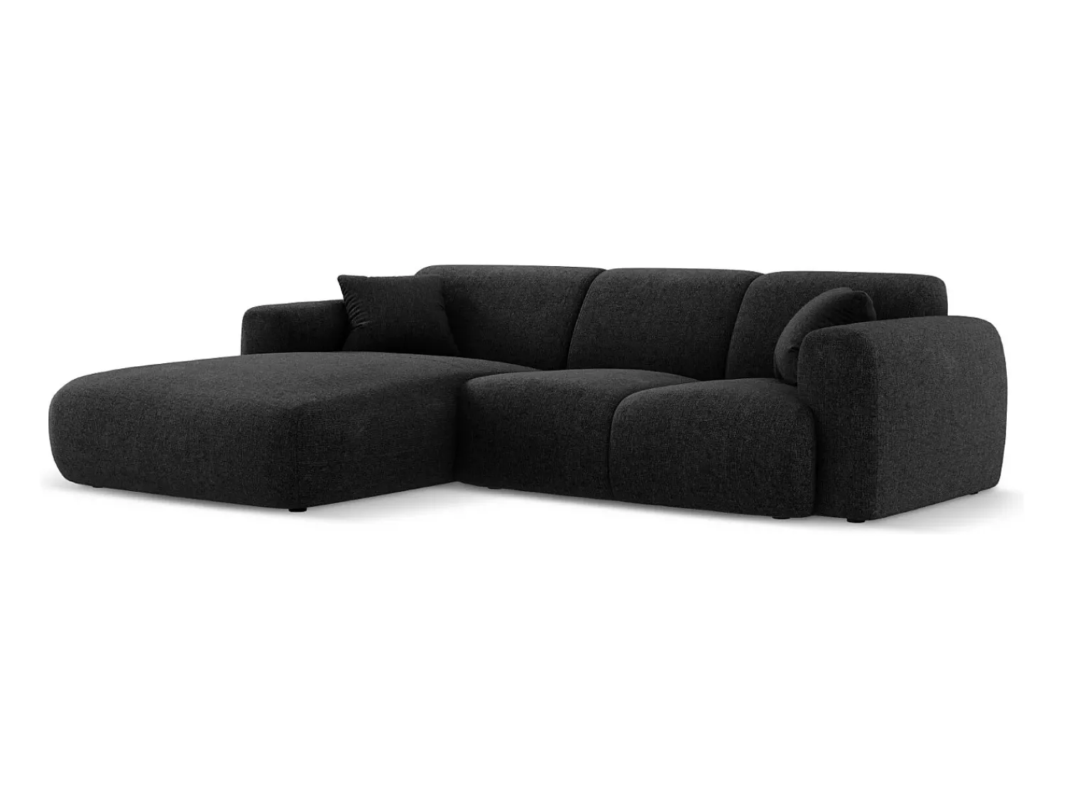 Sofá|Cosmopolitan Design - Sofá de canto esquerdo "Nolio" 4 lugares em tecido chenille - 260x170x72cm Preto