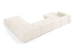 Outlet Cosmopolitan Design - Sofá de canto direito panorâmico "Arendal" 7 lugares em tecido chenille claro - 364x262x70cm Bege